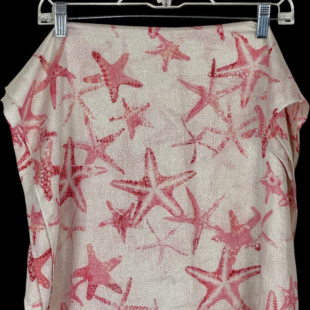 Indigo Soul Starfish Scarf Wrap Pink Beige Metallic Lightweight Beach Coverup - Picture 3 of 5